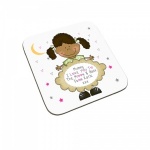 Personalised I Love You To The Moon & Back Child Coaster (Black Haired Girl)